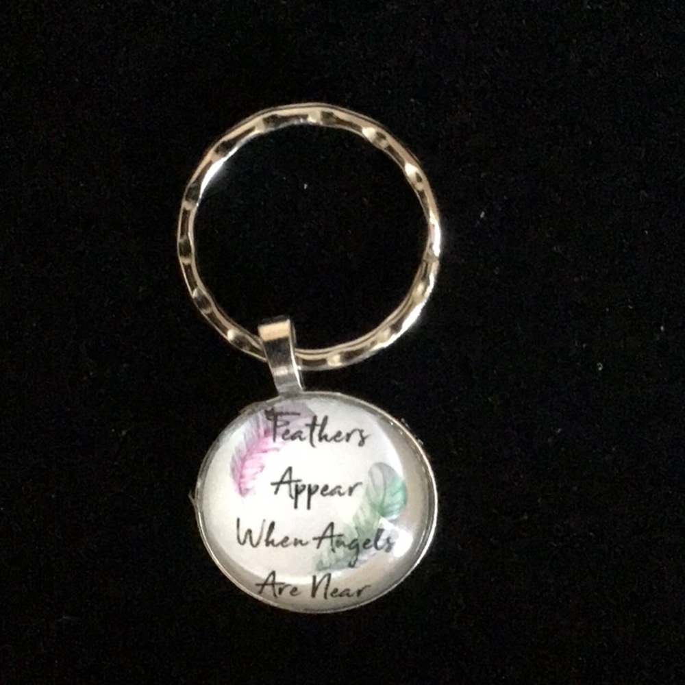 Feathers Appear When Angels Are Near Keychain New
